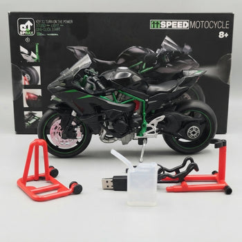 RC motorcycle side view with display stand