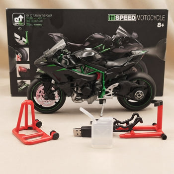 RC motorcycle with spray and light effects